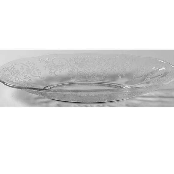 Fostoria Corsage Pattern Clear Etched Crystal Creamer Sugar Bowl & Relish Dish - Picture 5 of 13